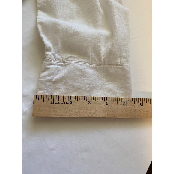 Old Navy Women’s Popover Shirt L White Preppy Casual Linen Blend Top Hi Low Hem - Picture 16 of 16